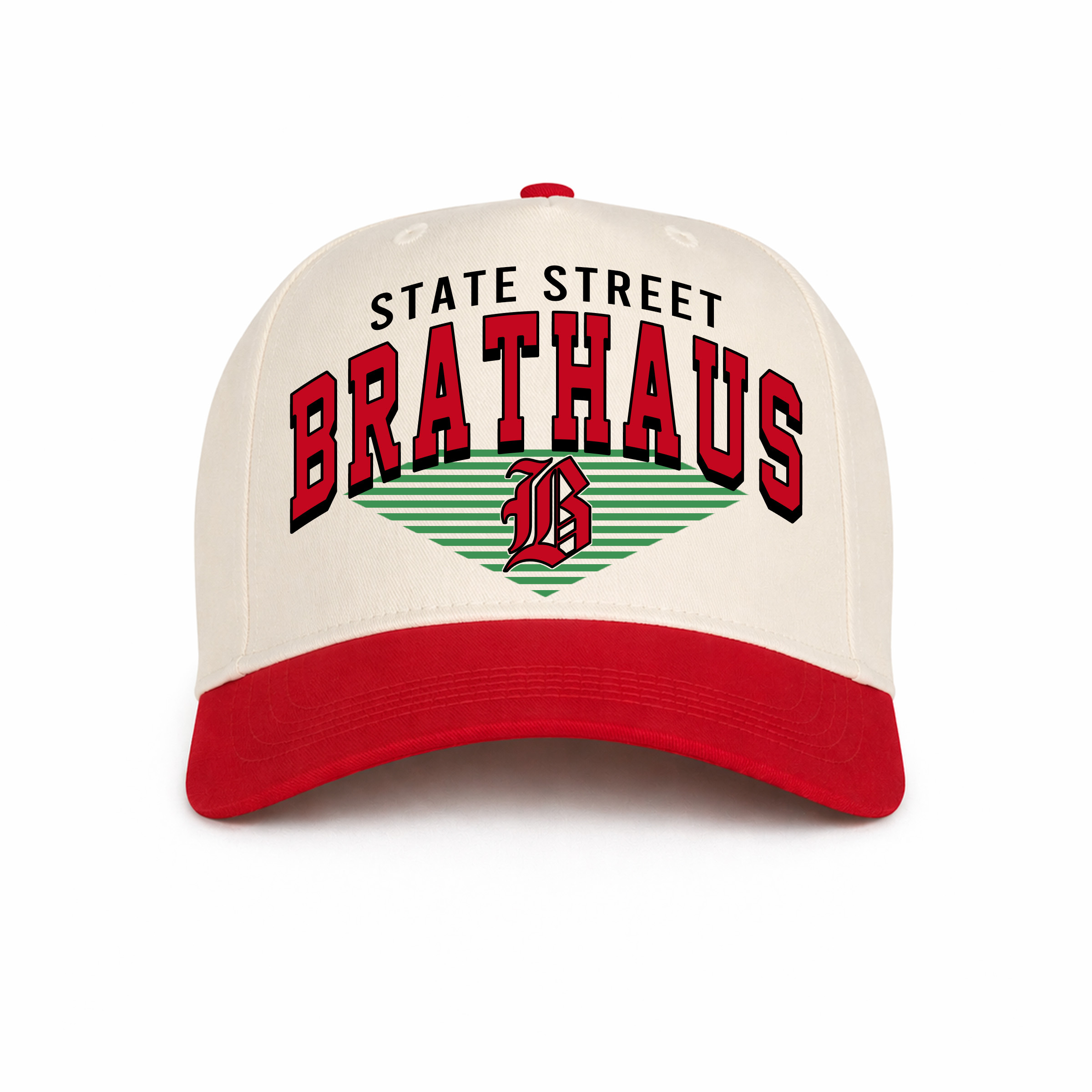 Brats Vintage B Cream & Red Hat
