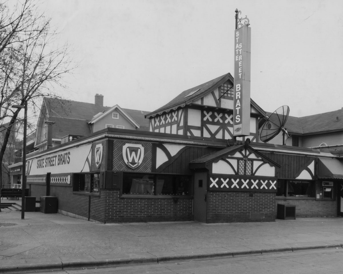 The State Street Brats building on its corner of State Street.