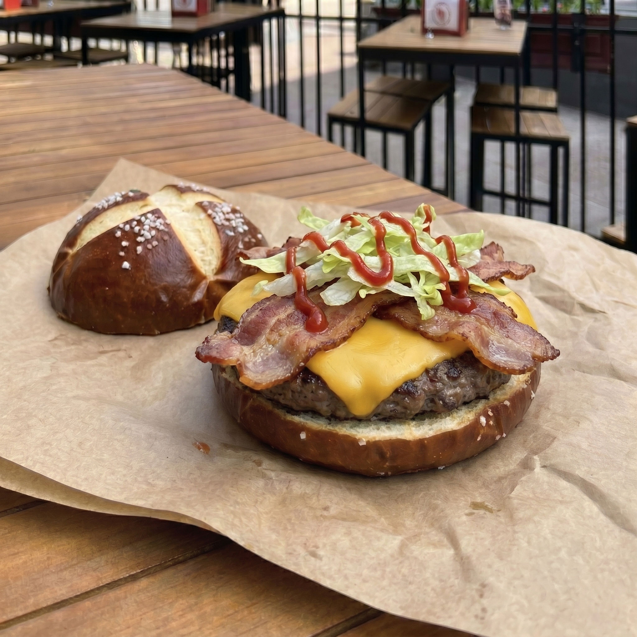 State Street Brats cheeseburger with house sauce