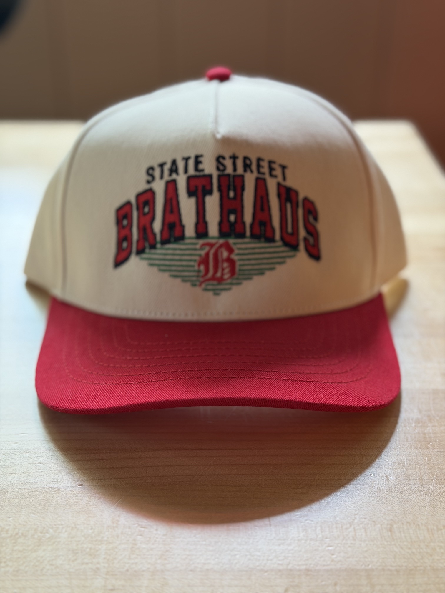 Brats Vintage B Cream & Red Hat - Image 4