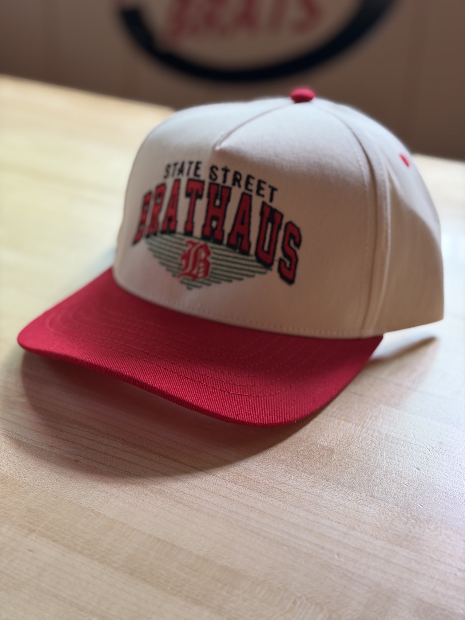 Brats Vintage B Cream & Red Hat - Image 3