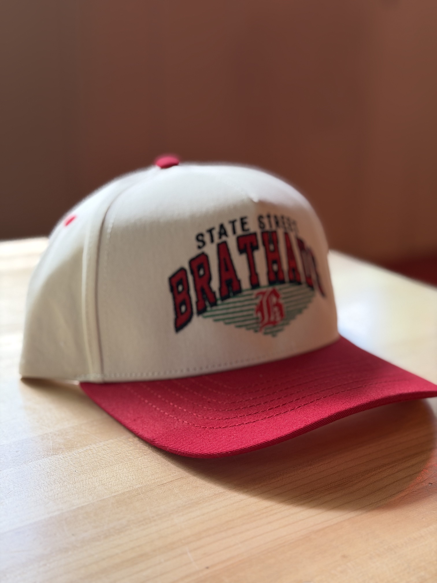 Brats Vintage B Cream & Red Hat - Image 2